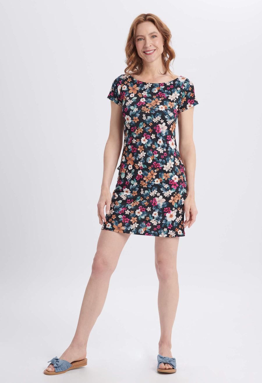 Mikky - Robe ajustée à encolure bateau - Imprimé Floravie