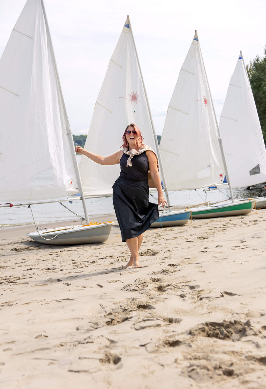 Margot - Jupe midi à taille haute - Noir