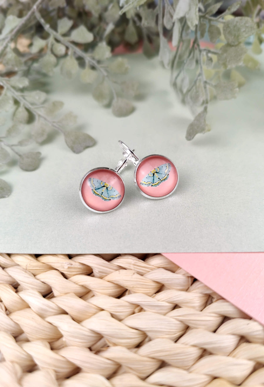 Boucles d'oreilles Les Délicates Papillon Doux Rose - par Melon Doux