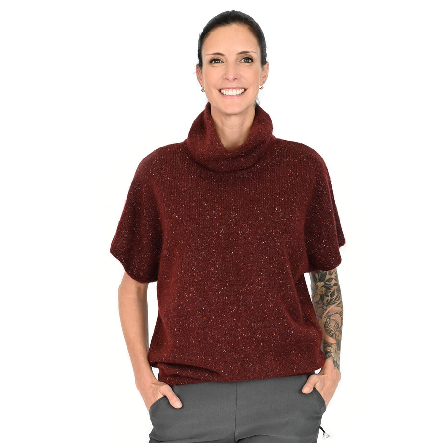 Chandail Amélie en tricot bordeaux : une création de KSL